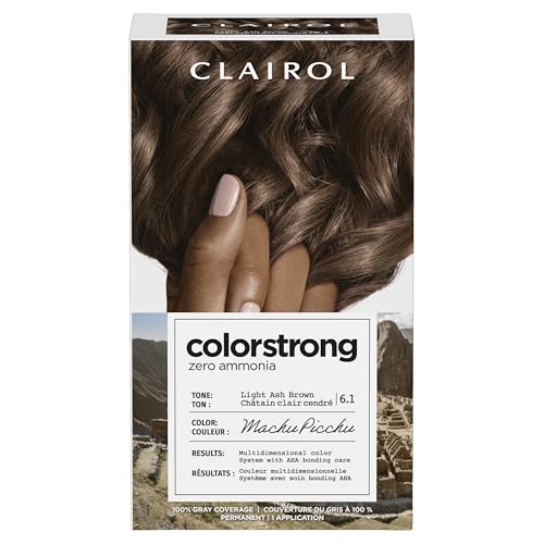 Clairol ColorStrong Permanent Zero Ammonia Hair Dye, 6.1 Light Ash Brown - Machu Picchu Hair Color, Pack of 1