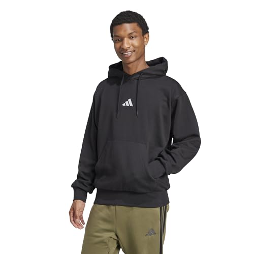 adidas Men's Tall Size Essentials FeelCozy Fleece Hoodie, Black/White