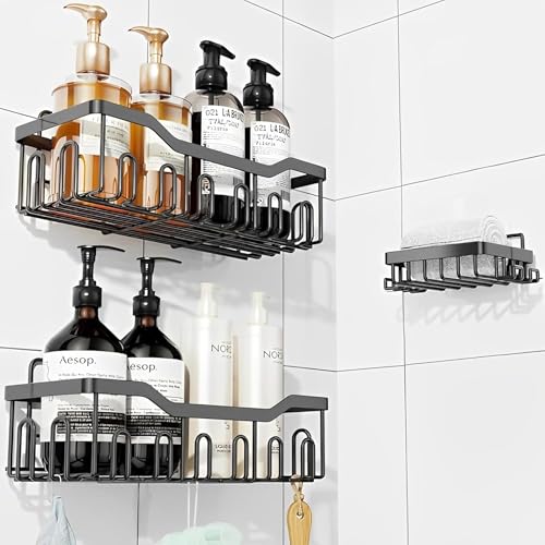 3 in 1 Self Adhesive Organizer Combo Racks and Shelves for Wall/Stand for Bathroom Without Drill Soap Holder for Bathroom with Tooth Brush Holder Bath