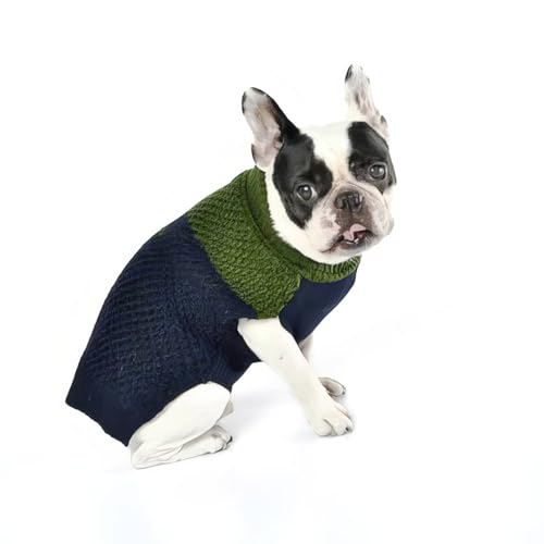 House of Paws Polo Knit Jumper Navy and Green 16in