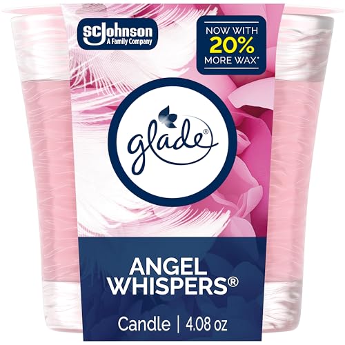 Glade 1-Wick Scented Candle Jar, Angel Whispers, Air Freshener Infused with Essential Oils, 4.08 Oz