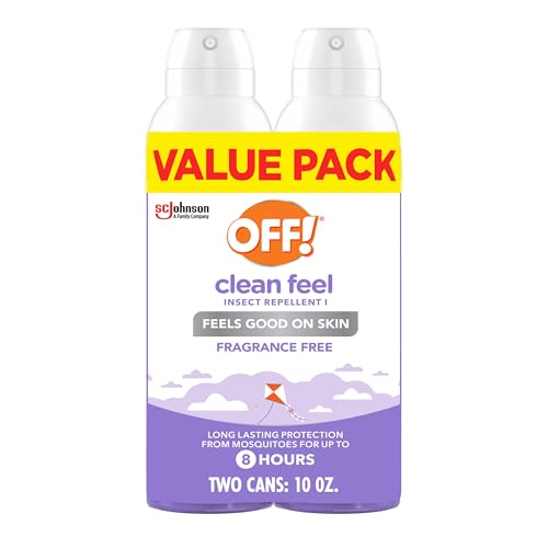 OFF! Clean Feel Insect Repellent Aerosol with 20% Picaridin, Bug Spray with Long Lasting Protection from Mosquitoes and Ticks, Feels Good on Skin, 2 Cans, 10 oz Total