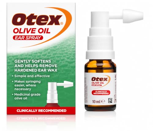 Otex Olive Oil Ear Spray for Natural, Gentle Removal of Excessive, Hardened Ear Wax. Bottle with Spray Applicator 10ml (Packaging May Vary)