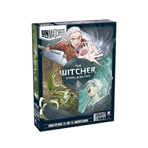 Restoration Games, Unmatched The Witcher Steel & Silver - Strategy Fighting Board Game - for 2 Players and Ages 9+
