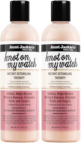 Aunt Jackie's Curls and Coils Knot On My Watch Instant Hair Detangling Therapy for Natural Curls, Coils and Waves, Enriched with Shea Butter, 12 oz (Pack of 2)
