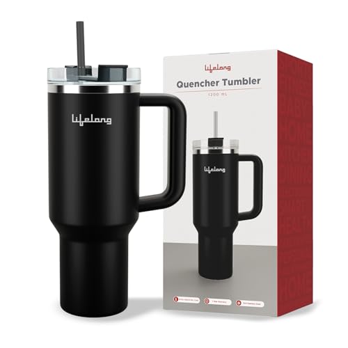 Lifelong Double-Walled Vacuum Insulated Tumbler with Unbreakable Tritan Lid 1200ml | Keeps Drinks Hot for 5 Hours & Cold for 9 Hours | Recycled Stainl