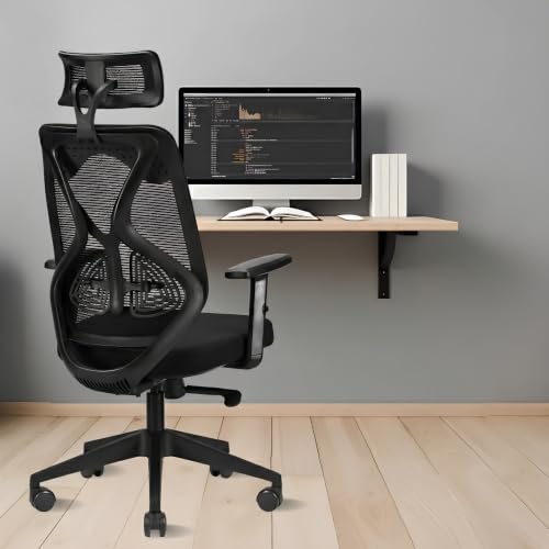 Ergolux High Back Ergonomic Office & Study Chair | 3 Year Warranty | Adjustable Height, Tilt Lock, 2D Headrest, Adjustable Arms & Lumbar Support | Nyl
