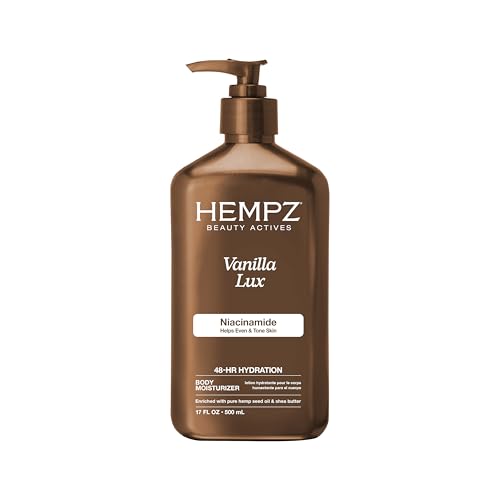 Hempz Vanilla Lux Herbal Body Moisturizer 17 oz. with Niacinamide, NEW LOOK