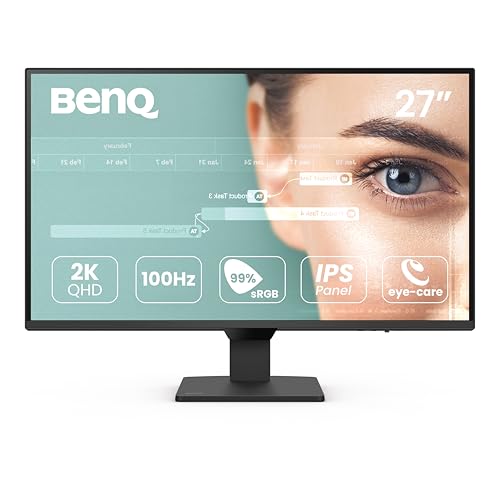 BenQ GW2790Q, 27 Inch (68.58 cm), IPS, 2K QHD 2560x1440, 100Hz, Black, 99% sRGB, 1500:1 CR, Eye-Careu, Dual HDMI, DisplayPort, Bezel-Less, Eyesafe,