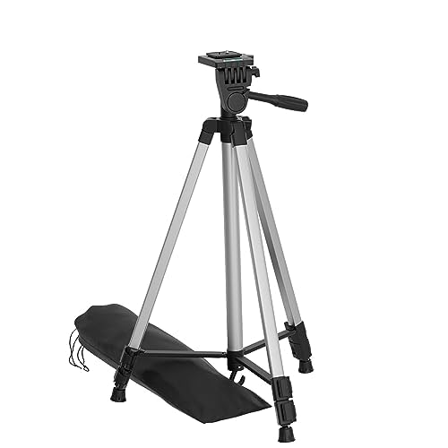 Aluminium Professional Sturdy Tripod with Mobile Phone Holder Mount, 3-Way Head, Accessory Hook, and Carry Bag for All Smart Phones, GoPro, Cameras (3