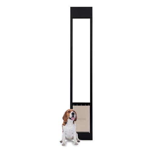 PetSafe Sliding Glass Pet Door - No-Cut DIY Install Doggy Door for Renters - Aluminum Frame - Adjustable Height 75 7/8" to 81" - Ideal for Large Dogs Up to 100 lb - Black