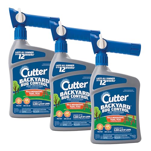 Cutter Backyard Bug Control Spray Concentrate (3 Pack), Kills Mosquitoes, Fleas & Listed Ants, 32 fl Ounce