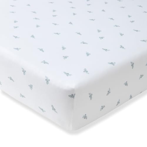 Burt's Bees Baby Essential Organic Cotton Fitted Crib Sheet, Breathable for Boy Girl Standard Crib & Toddler Mattresses