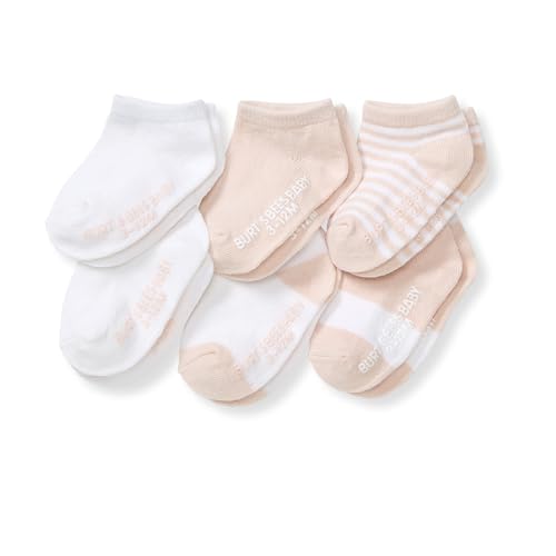 Burt's Bees Baby Baby Girls' Ankle Socks with Non-Slip Grips (6-Pack)