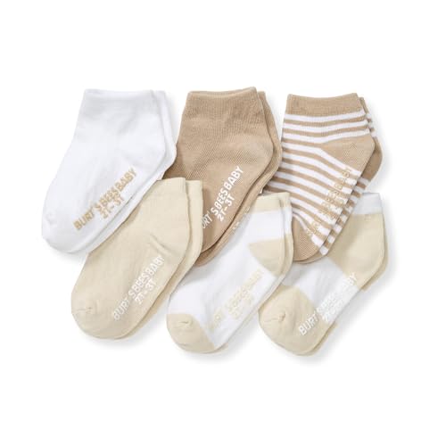 Burt's Bees Baby Baby Socks Ankle or Crew Height Made with Soft Organic Cotton - 6 Packs With Non-Slip Grips for Babies and Newborn Babies