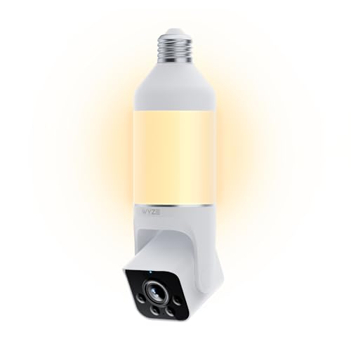 WYZE Bulb Cam Security Camera, 2K HD Outdoor Light Bulb Camera, Color Night Vision, Dimmable LED Bulb, Motion Detection, Siren Alarm, Works w/Alexa/Google Assistant. Free Expert Support