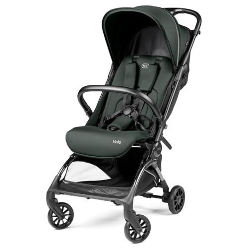 Peg Perego Volo, Ultra Lightweight Carry On Compliant Travel Stroller, Adjustable Features & Reclining Seat - Designed for Everyday Comfort from Newborn to 50lbs, Metal (Sage Green)