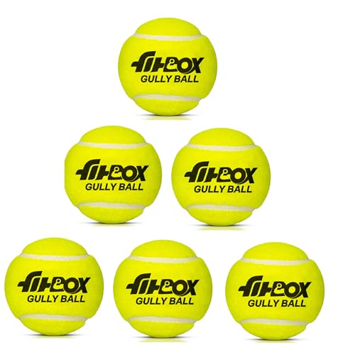 FitBox Sports Blend Gully Ball (Pack of 6) Cricket Ball for Street Match Cricket Ball Tennis & Lawn Cricket, Yellow