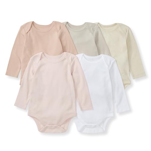 Burt's Bees Baby Organic Cotton Bodysuits – Baby Boy & Girl Short and Long Sleeve One-Pieces, 5-Pack