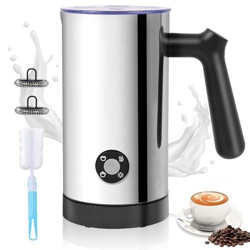 🔥 STARKER PREIS (-36%) 4 in 1 Milchaufschäumer Elektrisch, Automatische Heiß und Kaltaufschäumer mit Tastensteuerung, Milchwärmer aus Edelstahl, Elektrischer Milchaufschäumer für Kaffee Latte, Cappuccino