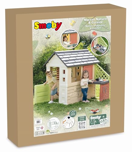 SMOBY LIFE NATURE PLAYHOUSE + KITCHEN PLAYHOUSE. Indoor/outdoor sustainable play with 51% recycled material