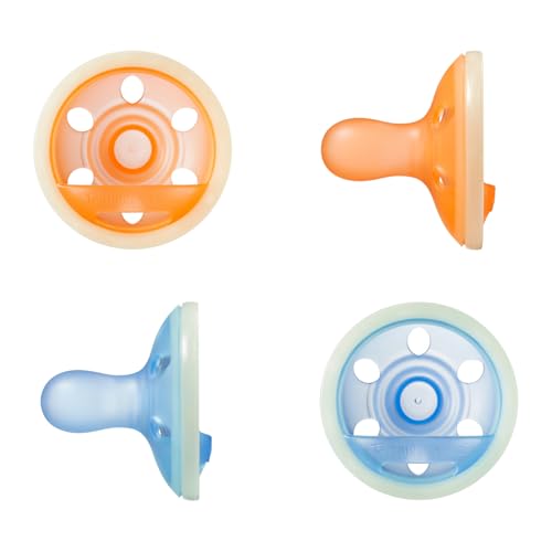 🔥 STARKER PREIS (-37%) Tommee Tippee brustähnlicher Night Glow Schnuller, 0-6m, 4er-Pack, leichtgewichtig, einteiliges Silikondesign, mehrfarbig
