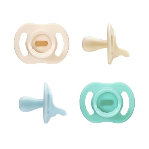 Tommee Tippee Ultra-Light StayPut Dummy, 0-6m, 4 Pack, One-Piece Silicone Soother