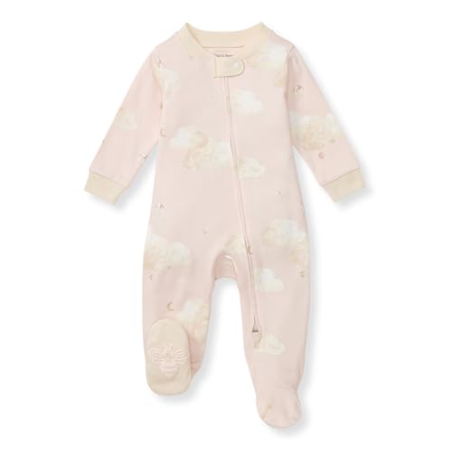 Burt's Bees Baby Girls' Organic Cotton Sleep and Play Footed Pajamas, One-piece Zip Front Romper, Baby Essentials