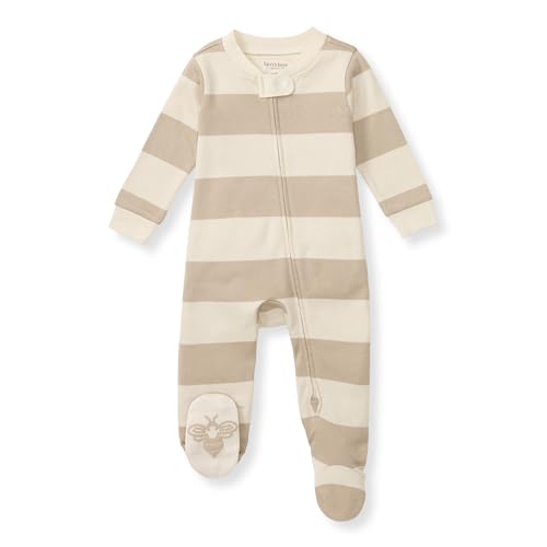 Burt's Bees Baby Boys' Organic Cotton Sleep and Play Footed Pajamas, One-piece Zip Front Romper, Baby Essentials