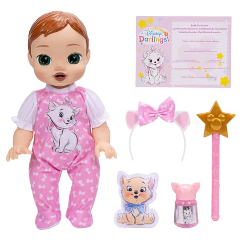 Disney Darlings 13-Inch Interactive Baby Doll – Magical Lights, Sounds, Music & Wand – Marie-Inspired Nurturing Doll with Accessories – Multiple Skin Tones, Eye Colors – Ages 2 and Up