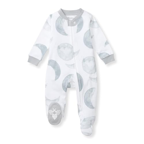 Burt's Bees Baby Boys' Organic Cotton Sleep and Play Footed Pajamas, One-piece Zip Front Romper, Baby Essentials
