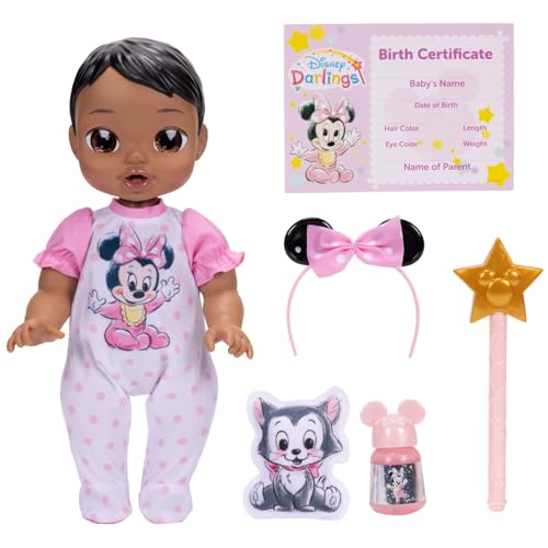 Disney Darlings 13-Inch Interactive Baby Doll – Magical Lights, Sounds, Music & Wand – Minnie -Inspired Nurturing Doll with Accessories – Multiple Skin Tones, Eye Colors – Ages 2 and Up