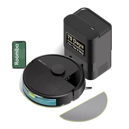iRobot Roomba 104 Robot Vacuum & Mop - Self-Empties for 75 Days (Over 10 Weeks), Strong Power-Lifting Suction, Vacuums All Floors, Mops Hard Floors, LiDAR Smart Navigation Mapping, Cleans in Neat Rows