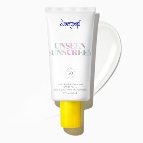 Supergoop! Unseen Sunscreen SPF 50 Invisible Sun Protection for Face - Broad Spectrum Face Sunscreen + Makeup-Gripping Primer - Weightless, Scentless, Oil Free - For All Skin Types - 1.7 fl oz