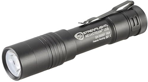 Streamlight 66210 MegaStream USB 1800-Lumen 26000-Candela Rechargeable EDC Flashlight Includes Rechargeable Battery, USB-C Cable, and Holster, Black