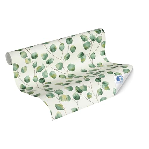 Livingwalls Wallpaper DESIGNDROP - precovered Floral Non-Woven Wallpaper in White, Green - 10,05m x 0,53m - Floral Wallpaper with Leaf Tendril for Living Room - 784541