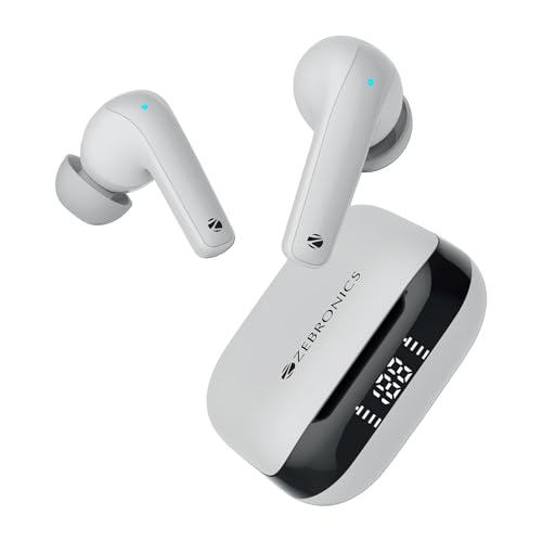 ZEBRONICS PODS K2 in Ear Wireless Earbuds, Upto 40 Hrs Backup, Dual EQ, Quad MIC ENC, 10mm Bass Drivers, Fast Charging, Bluetooth, Flash Connect,40ms 