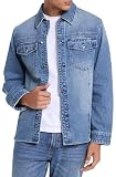 Michael Kors Men's Curved Hem Denim Shirt Jacket, Union Wash, XS
