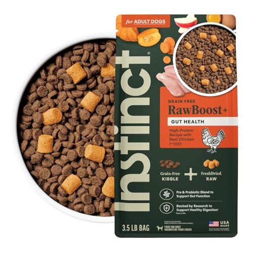 Instinct Raw Boost Gut Health, Natural Dry Dog Food with Freeze Dried Pieces, Grain Free Recipe - Real Chicken, 3.5 lb. Bag