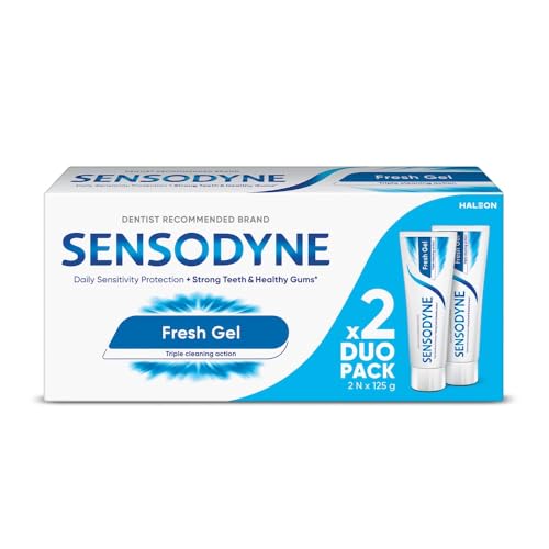 Sensodyne Toothpaste Fresh Gel | Daily Sensitivity Relief Tooth Paste Combo Pack - 250gm (125gm x 2) | Dentist Recommended | Everyday Use Paste, Fresh