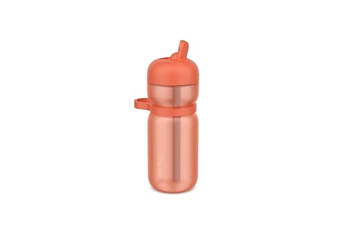 Mepal Flip Bottle Sport, Leakproof (in closed position), Carry Handle and comfortable Grip, Built-in Straw, Water Bottle, 600 ml, Peach orange
