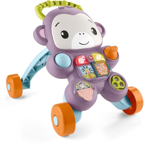 Fisher-Price Baby Walker Learn With Me Purple Monkey Learning Toy with Music Lights & Activities for Infants & Toddlers Ages 6+ Months, JFD92