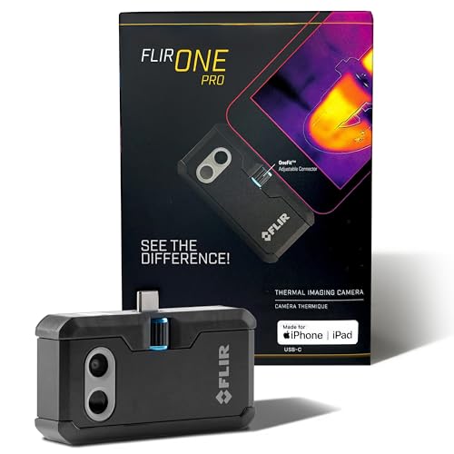 FLIR ONE Pro - Thermal Imaging Camera for iOS Smartphones (iPhone 15 and Newer w/USB-C), 320x240 Super Resolution (160x120 Native IR)