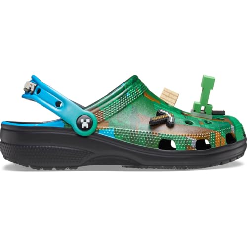 Crocs Unisex-Adult Classic Minecraft Clogs, Minecraft/Green, 11 Women/9 Men