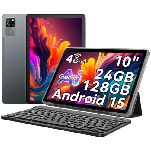 (-23%) Blackview Tab60 Pro Android 15 Tablet 10 Zoll, 24GB(8GB+16GB Erweiterung) RAM+128GB ROM(2TB TF), Dual 4G LTE SIM,Octa Core PC Tablets, 7700mAh Akku, Widevine L1 HD Display, 5G WiFi, Face ID, GPS