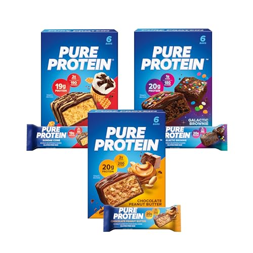 Pure Protein New Variety Pack Protein Bars – 20g Protein, 3g Sugar, 190 Calories (18 count) Low Sugar* High Protein Snac