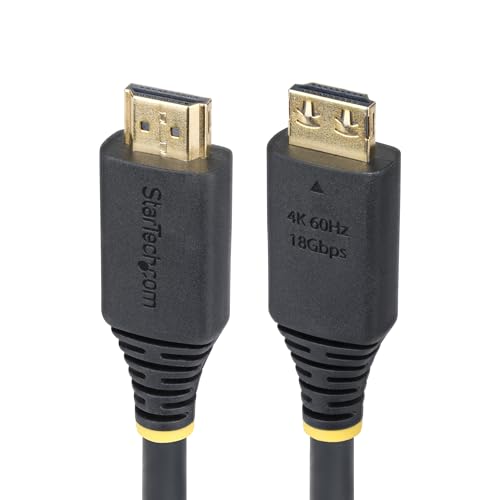 StarTech.com Cabo HDMI de alta velocidade de 1,8 m com conectores de aderência, 4K 60Hz/1440p 144Hz, 18Gbps, cabo UHD HDMI 2.0, revestimento TPE
