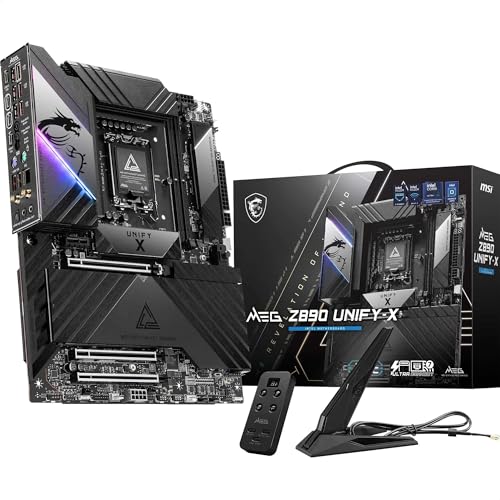 MSI MEG Z890 Unify-X Motherboard, ATX - Supports Intel Core Ultra Processors (Series 2), LGA 1851-110A SPS VRM, DDR5 Memory Boost (9600+ MT/s OC), PCI