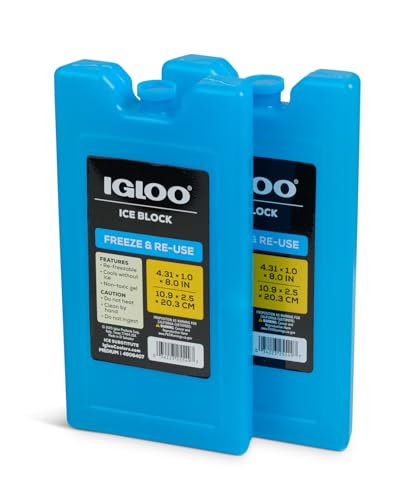 Igloo Medium Maxcold 2 Pack Ice Block, Reusable Ice Packs for Coolers, Freezer Pack, Cold Packs for Coolers, Long Lasting Ice Blocks