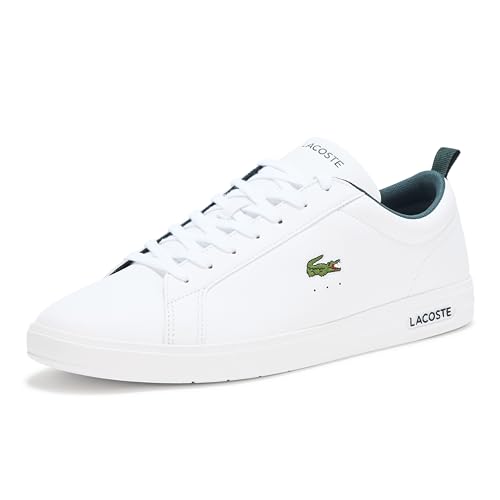 Lacoste Men's Court Base Sneaker, White & Dark Green, 12